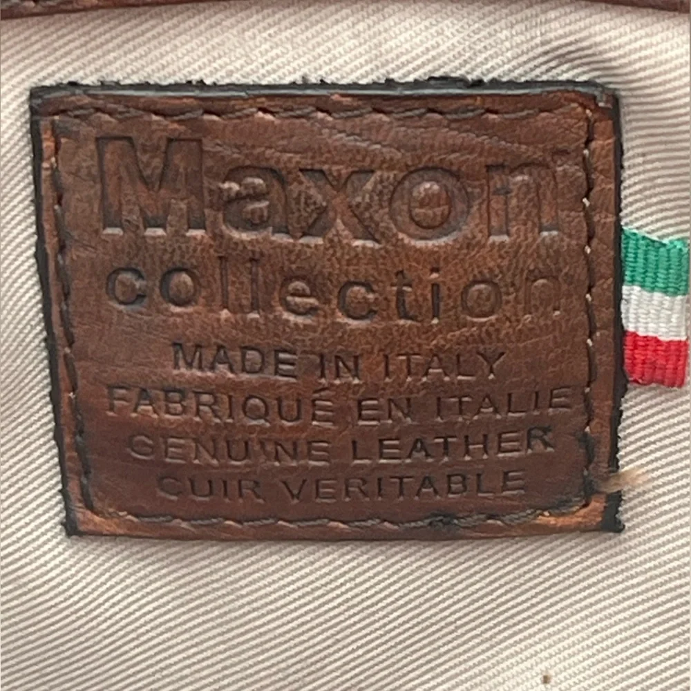 Maxon soft Brown Italian Leather Crossbody Bag chain Strap multi pockets purse - Picture 9 of 10